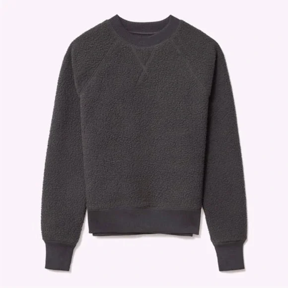Everlane Renew Fleece Raglan Crewneck Sweatshirt In Pewter Gray - Picture 2 of 11